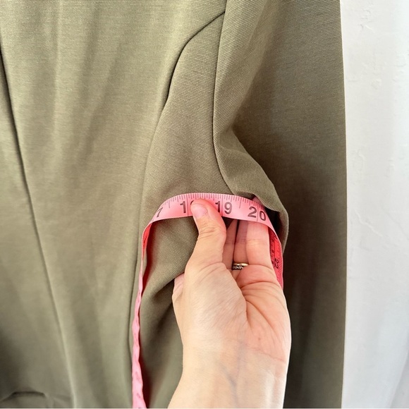 Ichi Mossy Green Supple Cinched Jersey Stretch Single Breast Blazer Medium - Picture 5 of 11
